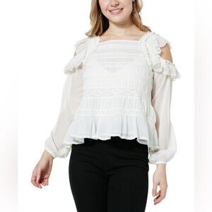 G by Giuliana Elegant White Ruffle Blouse